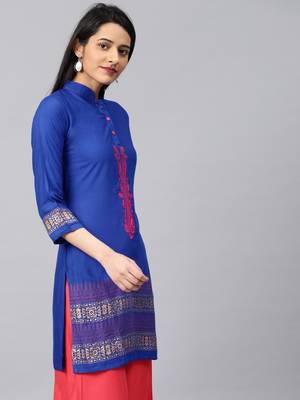 Blue embroidered rayon embroidered-kurtis 3