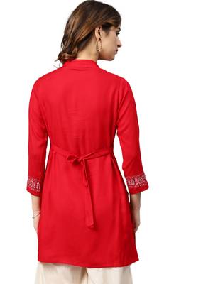 Red embroidered rayon embroidered-kurtis 2