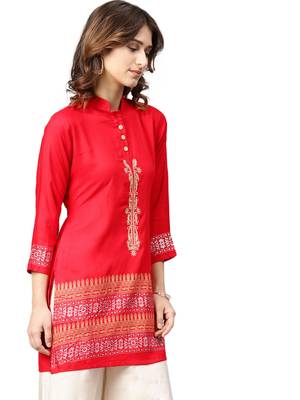Red embroidered rayon embroidered-kurtis 3