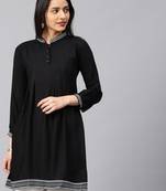 Black embroidered rayon embroidered-kurtis
