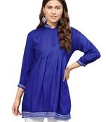 Blue embroidered rayon embroidered-kurtis