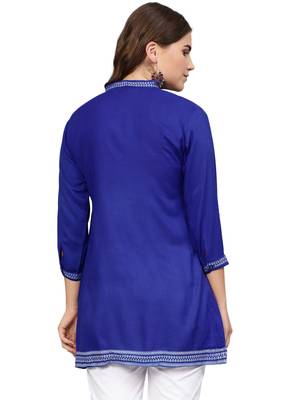 Blue embroidered rayon embroidered-kurtis 2