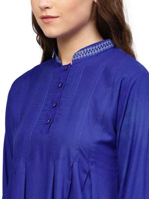 Blue embroidered rayon embroidered-kurtis 5