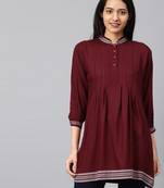 Maroon embroidered rayon embroidered-kurtis