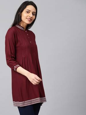 Maroon embroidered rayon embroidered-kurtis 3