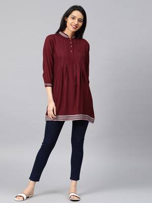 Maroon embroidered rayon embroidered-kurtis 4