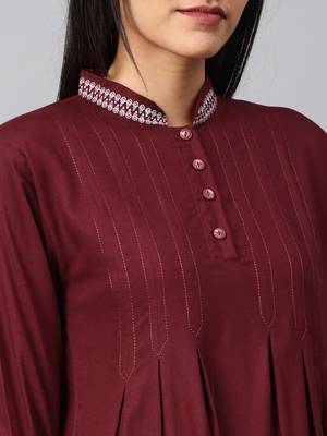 Maroon embroidered rayon embroidered-kurtis 5