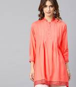 Orange embroidered rayon embroidered-kurtis