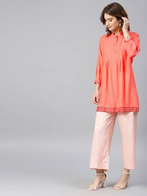 Orange embroidered rayon embroidered-kurtis 4