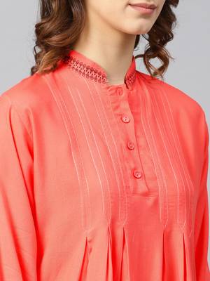 Orange embroidered rayon embroidered-kurtis 5
