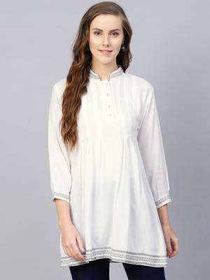 White embroidered rayon embroidered-kurtis 1