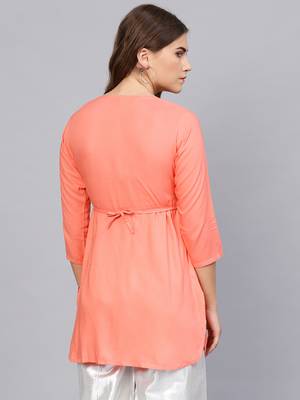 Peach embroidered rayon embroidered-kurtis 2