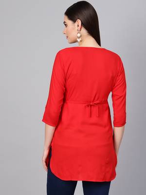 Red embroidered rayon embroidered-kurtis 2