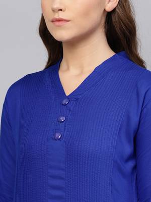 Blue plain rayon embroidered-kurtis 5