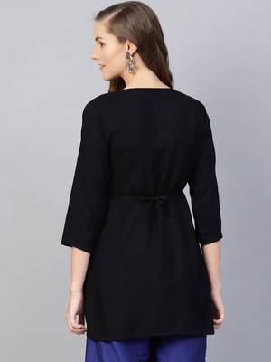 Black plain rayon embroidered-kurtis 2