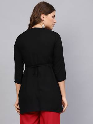 Black plain rayon embroidered-kurtis 2