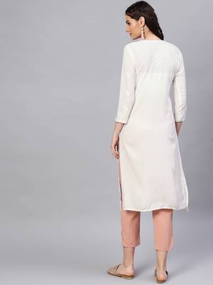 White hand woven rayon chikankari-kurtis 2