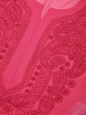 Magenta hand woven art silk chikankari-kurtis 5