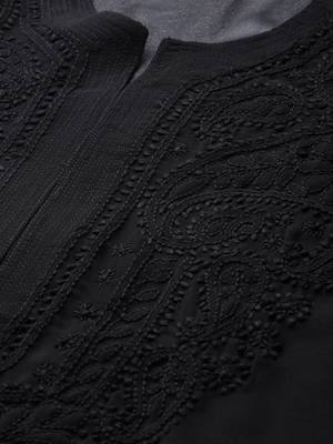 Black hand woven art silk chikankari-kurtis 5