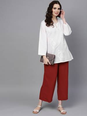 White hand woven cotton chikankari-kurtis 1
