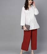 White hand woven cotton chikankari-kurtis