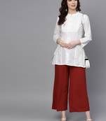 White hand woven cotton chikankari-kurtis