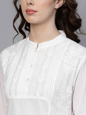 White hand woven cotton chikankari-kurtis 5