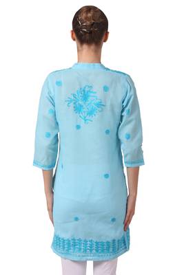 Blue embroidered cotton embroidered-kurtis 2