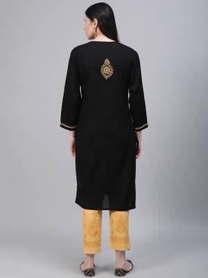 Black hand woven cotton chikankari-kurtis 2