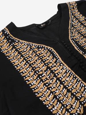 Black hand woven cotton chikankari-kurtis 5