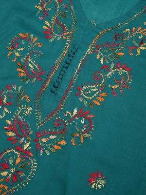 Green hand woven cotton chikankari-kurtis 5