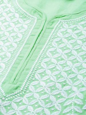 Light-green hand woven jute cotton chikankari-kurtis 4