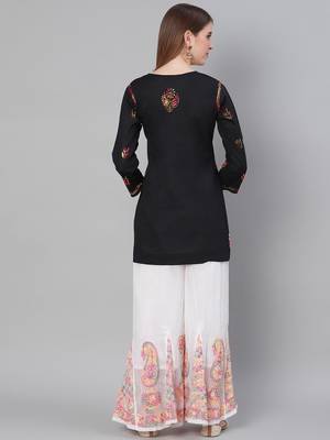 Black hand woven cotton chikankari-kurtis 2