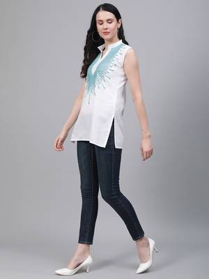 White hand woven cotton chikankari-kurtis 4