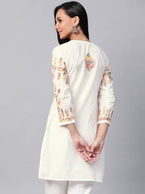 White embroidered cotton embroidered-kurtis 2