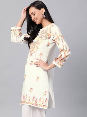 White embroidered cotton embroidered-kurtis 3