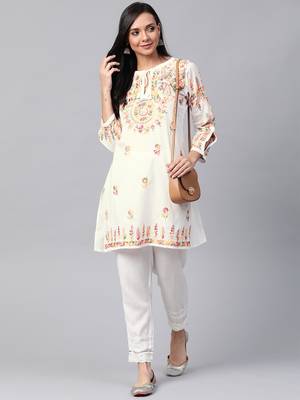 White embroidered cotton embroidered-kurtis 4