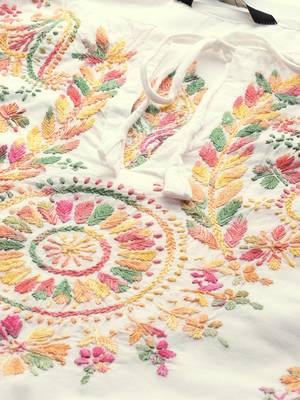 White embroidered cotton embroidered-kurtis 5