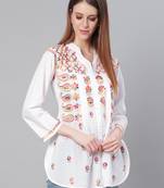 White embroidered cotton embroidered-kurtis