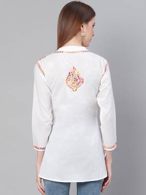White embroidered cotton embroidered-kurtis 2
