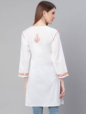 White embroidered cotton embroidered-kurtis 2
