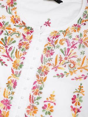 White embroidered cotton embroidered-kurtis 5