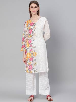 White embroidered cotton embroidered-kurtis 1