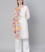 White embroidered cotton embroidered-kurtis