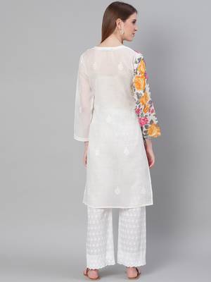 White embroidered cotton embroidered-kurtis 2
