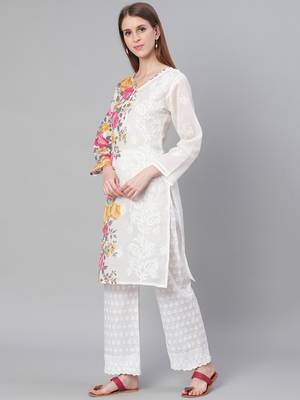 White embroidered cotton embroidered-kurtis 3
