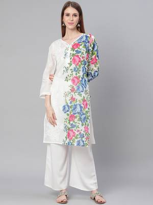 White embroidered cotton embroidered-kurtis 1