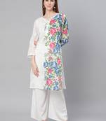 White embroidered cotton embroidered-kurtis