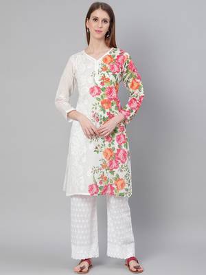 White embroidered cotton embroidered-kurtis 1