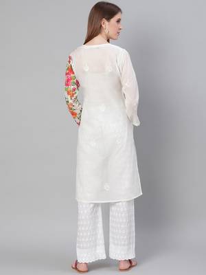 White embroidered cotton embroidered-kurtis 2